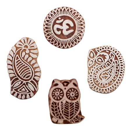 Set of 4 Piece New Mix Wooden Printing Blocks